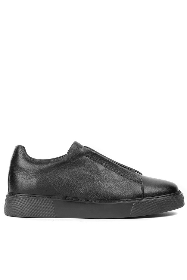 - Genuine Leather, Laceless, Black Casual Men's Sneakers - 115-K616