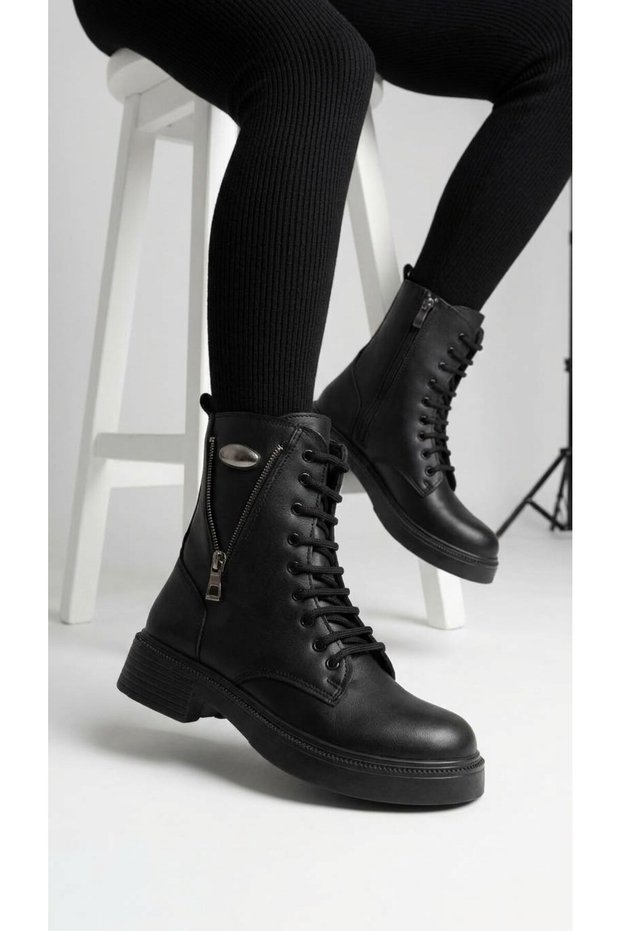 Women's Non-Slip Rubber Sole, Zipper Winter Combat Boots