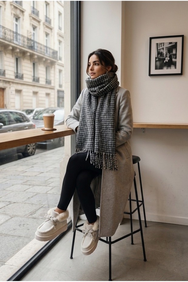 Nordic Mohair Tasseled Detail, Wool-Textured, Premium Thick-Textured and Fluffy Pinterest Scarf (200 x 45 cm)