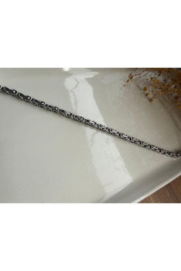 Silver-Colored Steel Men's Bracelet, King Chain