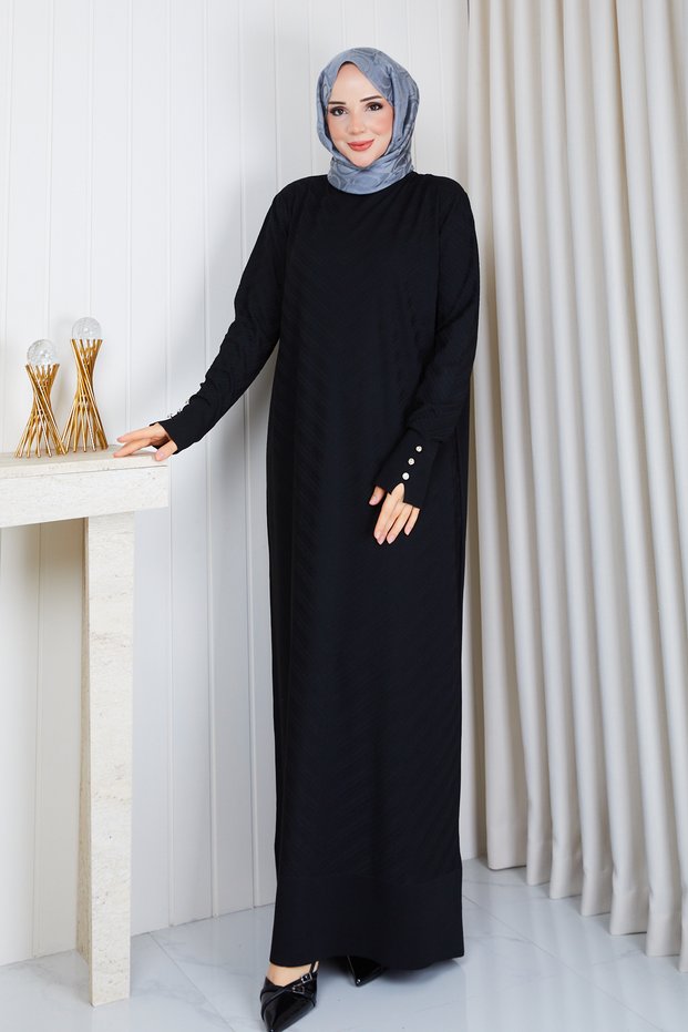 Women's V-Neck, Beaded-Sleeve, Mercerized Knit Dress