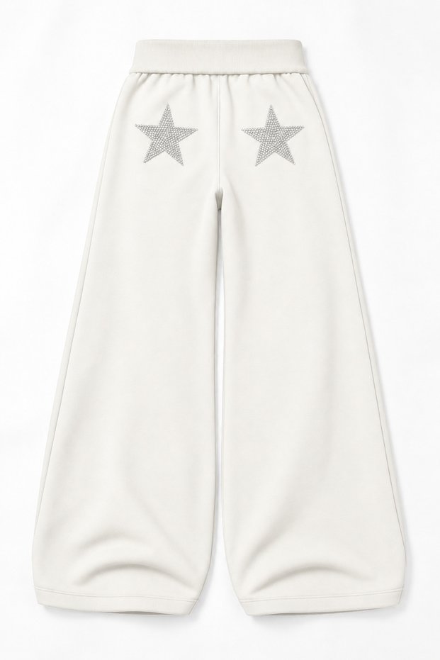 Women's Waist-Tied, Star-Printed, Baggy-Leg, Adjustable-Hem Winter Sweatpants