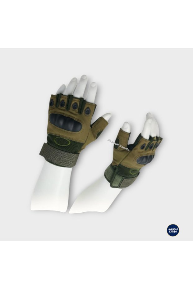 Size M Tactical Protective Outdoor Cycling Gloves | Half-Finger Workout Model, Khaki