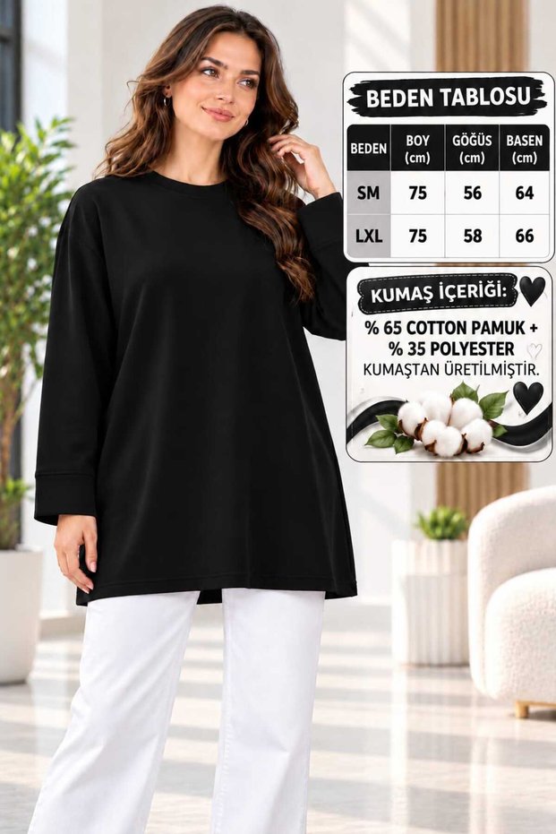 Tunic, Modest Tunic, Soft-Textured, Simple, Basic Style, Black