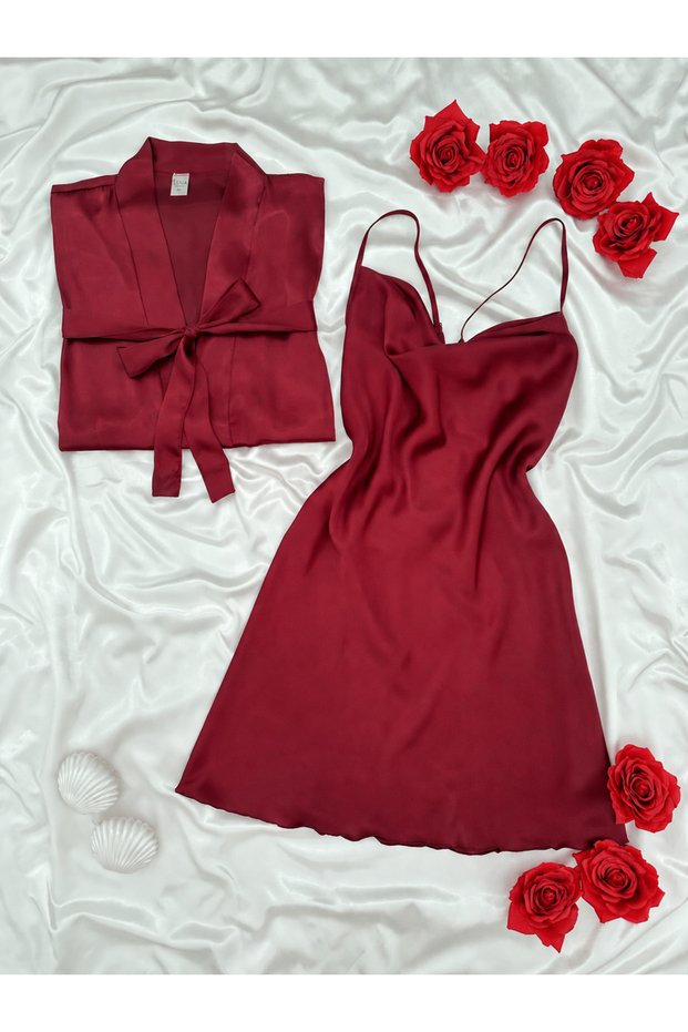 Women's Jasmin Cowl Neckline Satin Nightgown and Robe Set