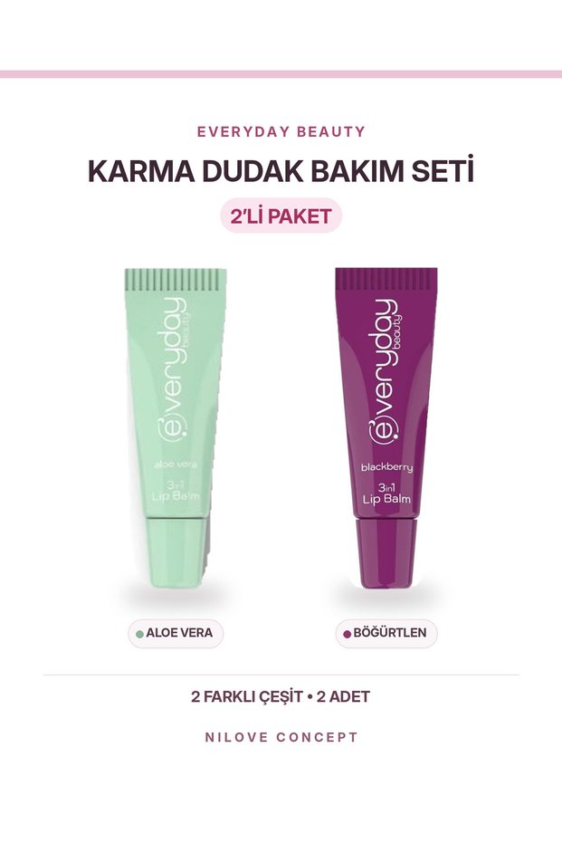 3-in-1 Lip Balm 2-Piece Assorted Set: Aloe Vera - Blackberry, 2 x 10 ml