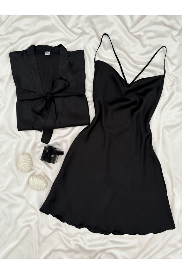 Women's Jasmin Cowl Neckline Satin Nightgown and Robe Set