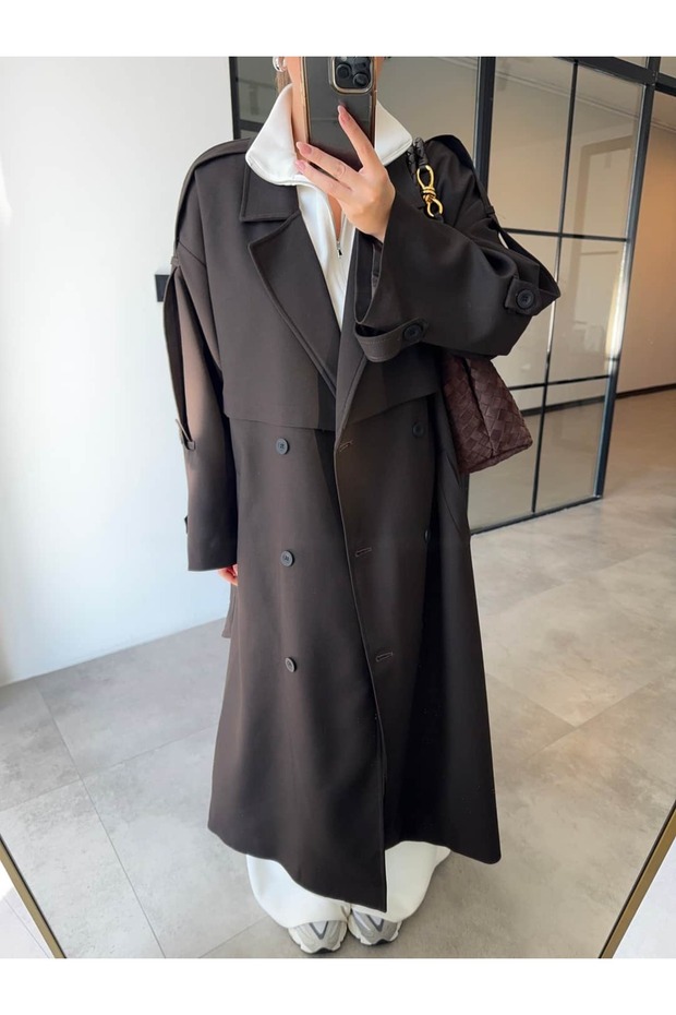 Drop-Shoulder Oversized Trench Coat