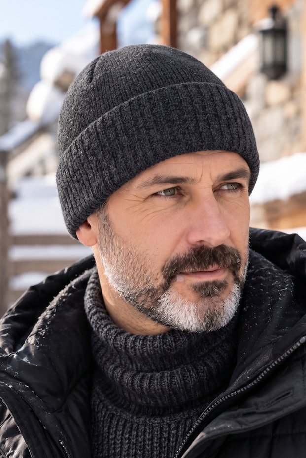 Men's Siberian Beanie: Double-Layer, Winter-Weight, Folded Knit