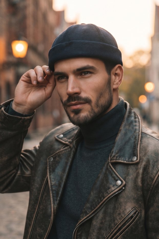 Unisex Melton Docker Beanie, Retro Cap, Winter Hat
