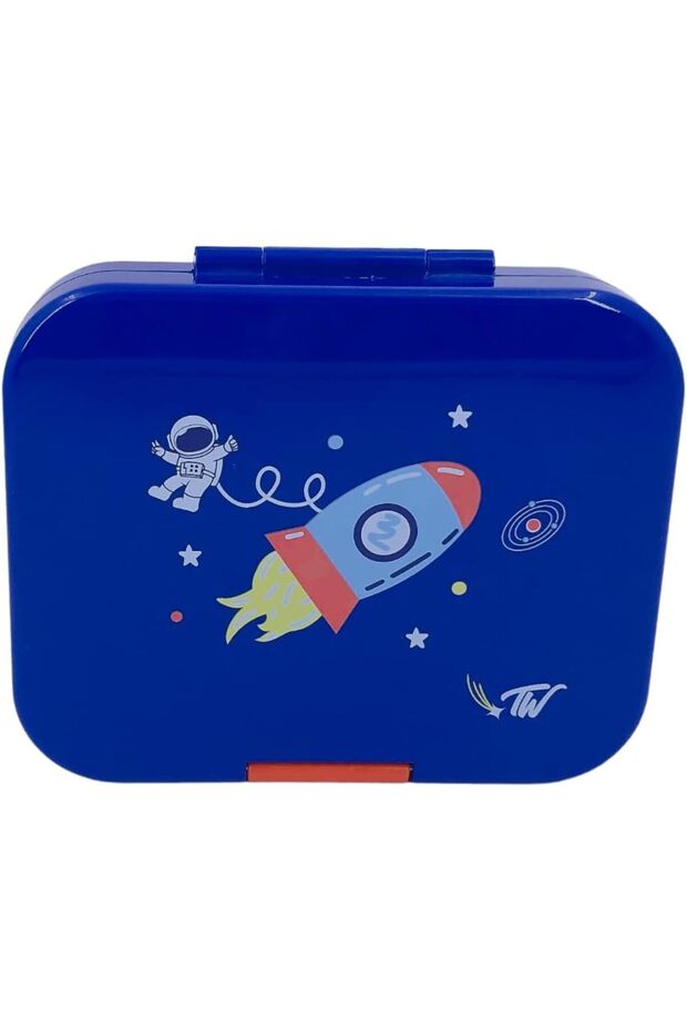 TiNY Wheel 4 Compartments Space Bento Box, Blue, 9842