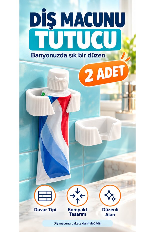 2 Wall-Mounted Toothpaste Holders, White Bathroom Organizer, Compact Toothpaste Holder