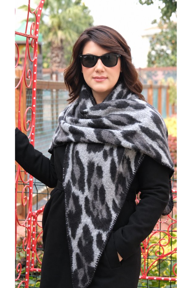 Leopard Print Triangular Shawl
