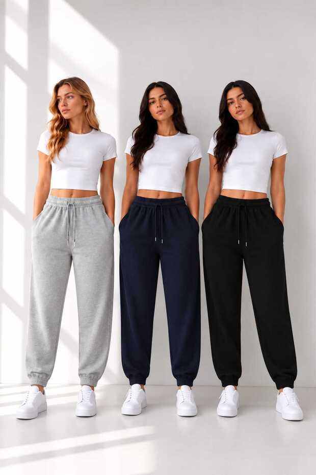 3-Piece Set: Almira Elastic-Waist Sweatpants