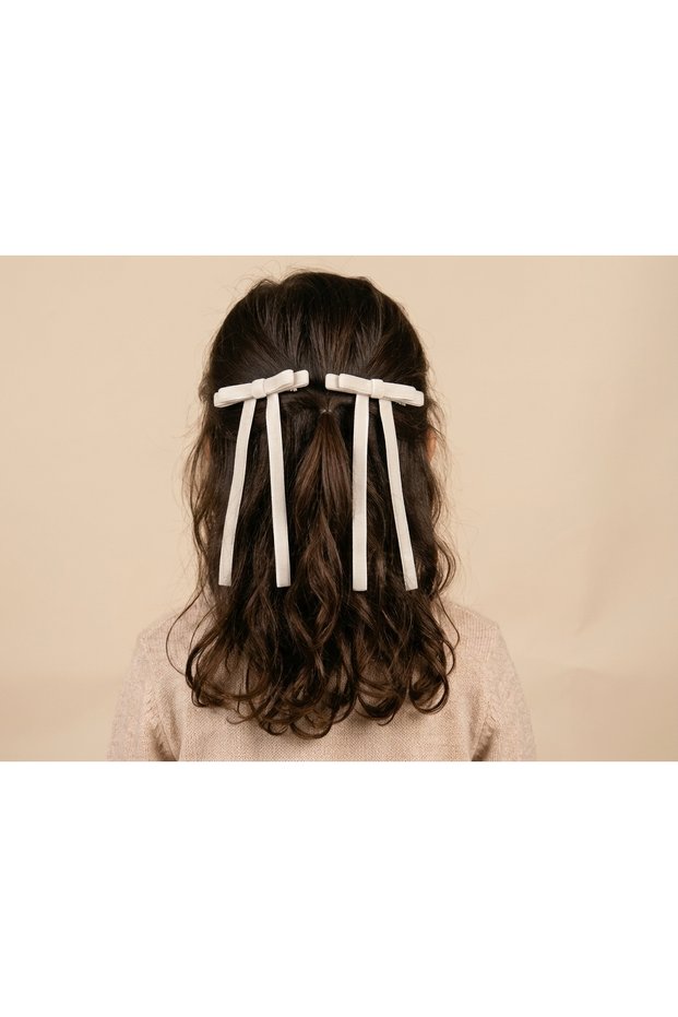 Girls' and Kids' Powder Pink Hair Clip with Bow Detail - Set of 2 School Hair Clips