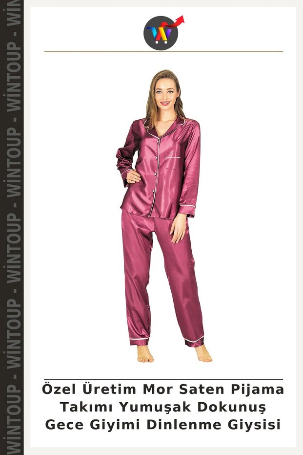 Custom-Made Purple Satin Pajama Set—Soft to the Touch, Nightwear, Loungewear