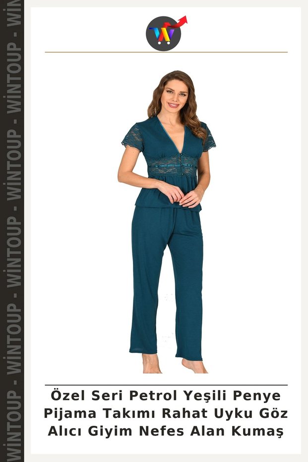 Special Edition Petrol Green Jersey Pajama Set: Comfortable, Eye-Catching, Breathable Fabric