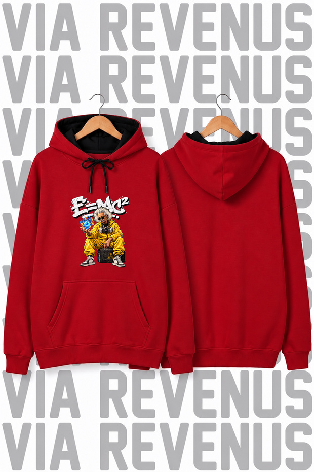 Einstein-Printed Unisex Oversized Hoodie