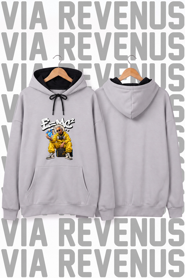 Einstein-Printed Unisex Oversized Hoodie