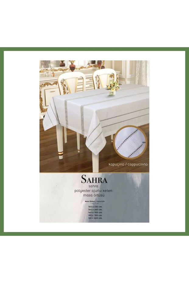 Sahra Model Cappuccino 160x220 cm Polyester Lace-Like Knit Linen Tablecloth for Dining Table HB006