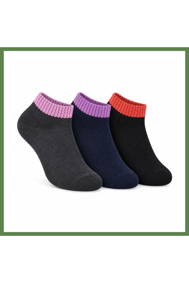 Women's 3-Pack Terry Socks, Short Cuff, Stitch-Free Toe, Heat-Retaining and Soft Winter Socks, Model HB006