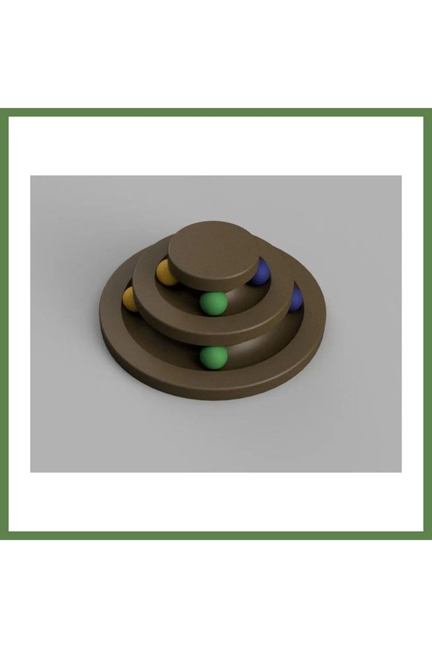 3D-Printed Three-Story Cat Play Tower with Balls—Interactive Cat Toy with Colorful Balls, Model HB006
