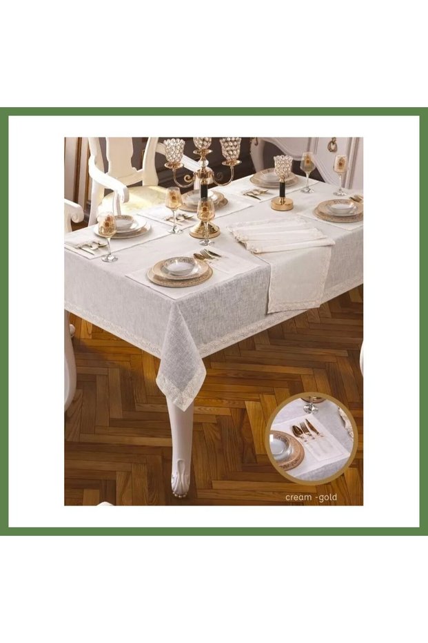 8-Person Dinner Set, 10-Piece Tablecloth, 160 × 220 cm, Elegant Table Set HB006