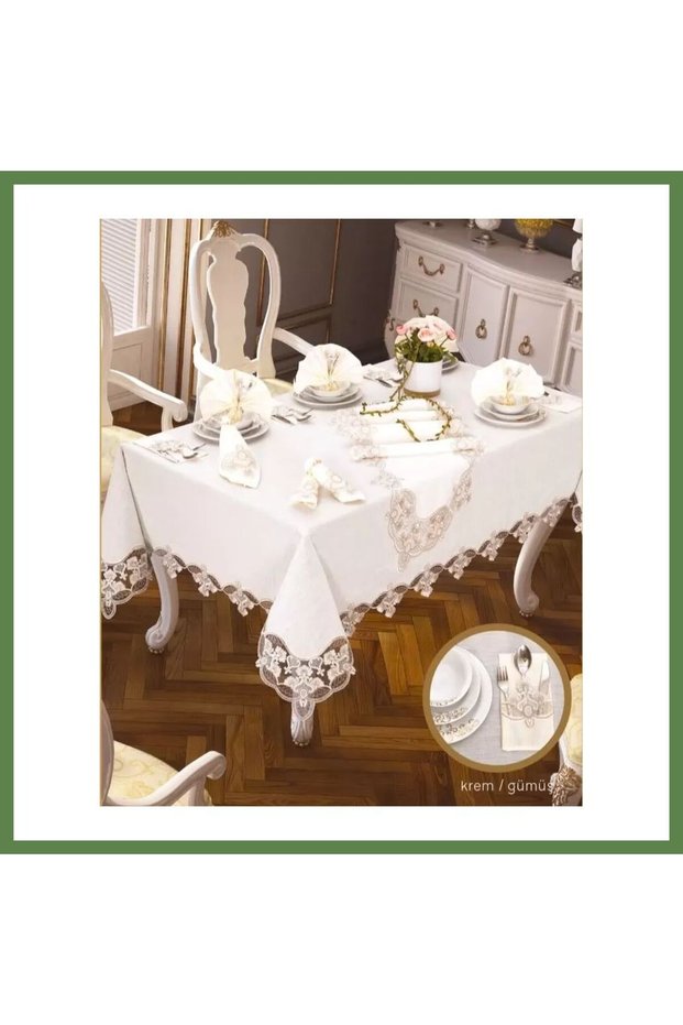 Gardenya Linen Carnation Gray 26-Piece 12-Person 160 × 220 cm Table Set HB006