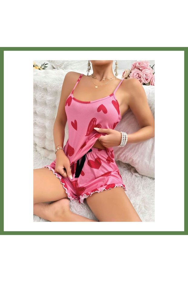 Women's Pink Unprinted Shorts Pajama Set 5050 · SIZE: L/XL · COLOR: Pe HB006