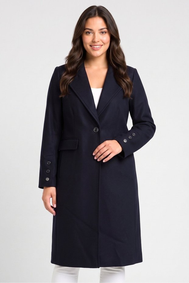 Women Textured Trench Coat, Navy
