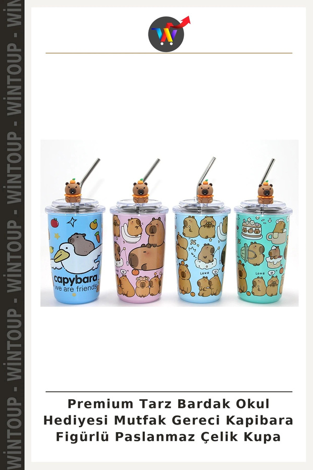 Premium-Style School Gift: Stainless Steel Mug with Capybara Design