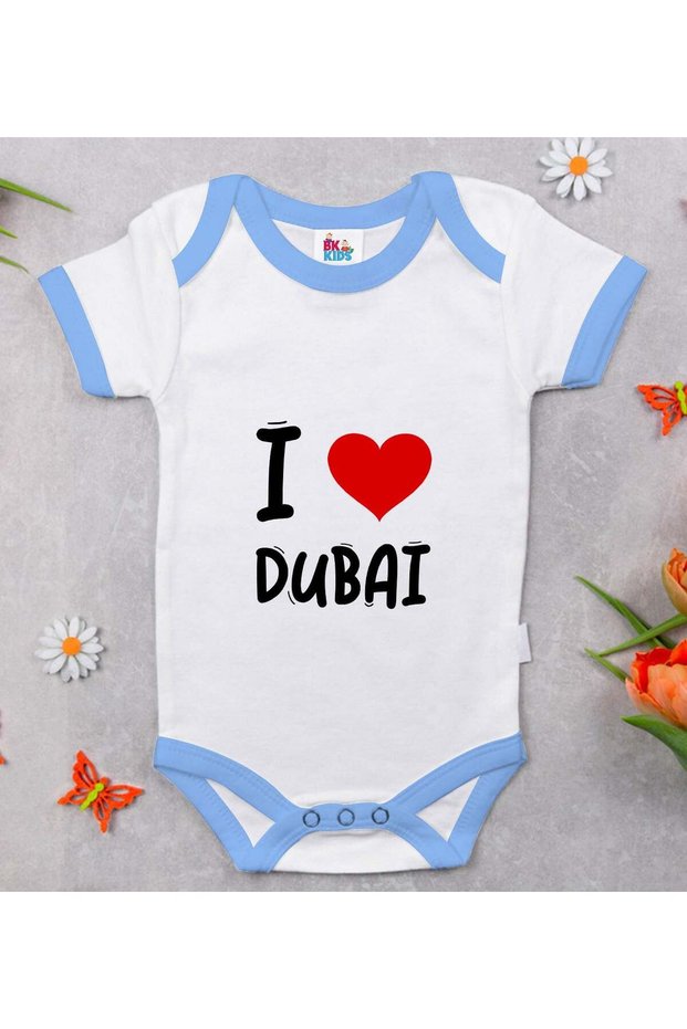 BK Kids "I Love Dubai" Blue Baby Bodysuit - Style 1, 12–18 months