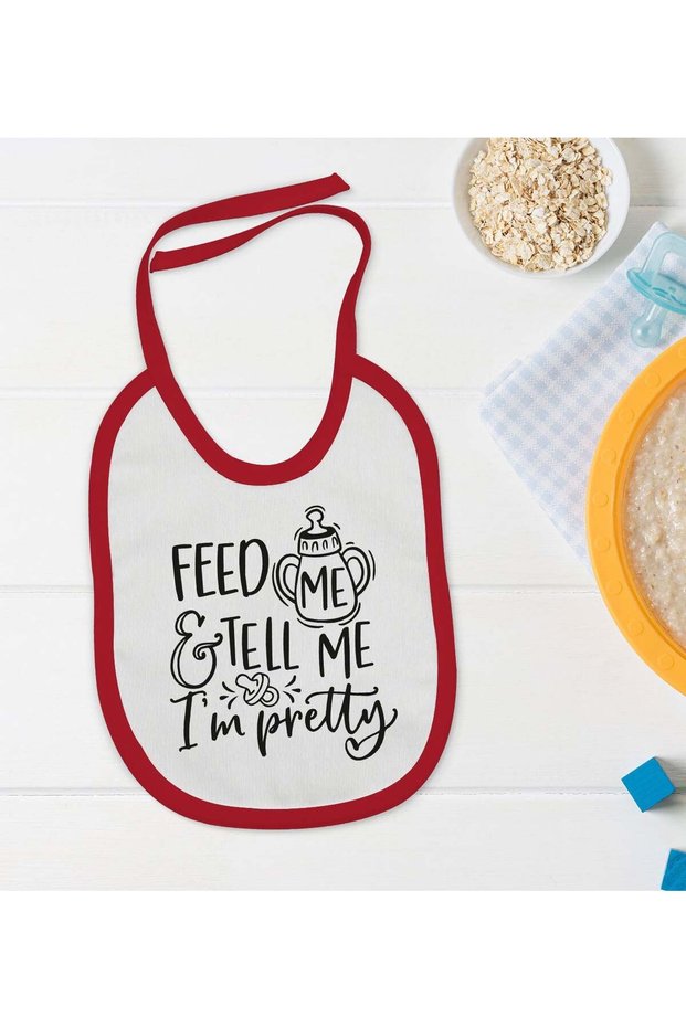 BK Kids "I'm Pretty" Red Baby Bib - 1