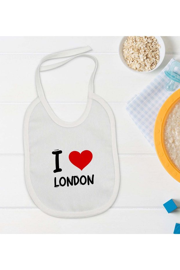 BK Kids "I Love London" Design Baby Bib - Model 1
