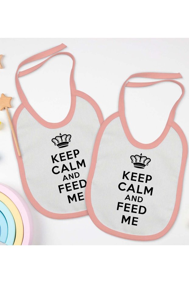 BK Kids "Keep Calm" Design 2-Pack Pink Baby Bib - 1 en127089