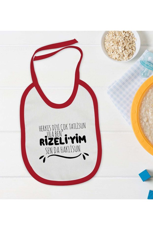 BK Kids "I'm from Rize" Red Baby Bib with Design - 1 en124636