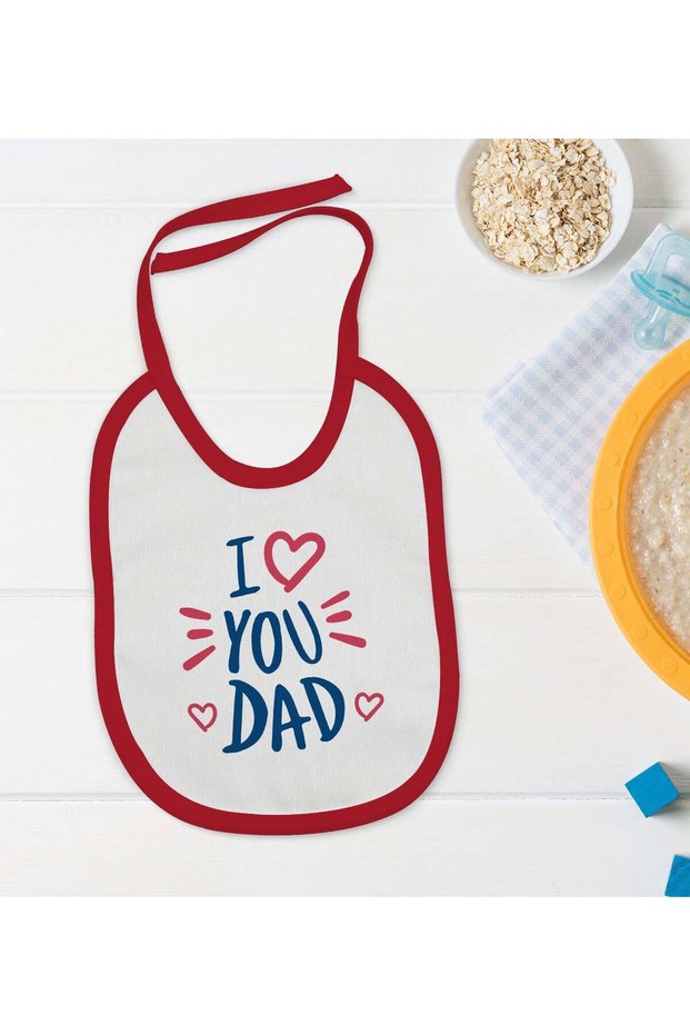 BK Kids "I Love You, Dad" Red Baby Bib—2
