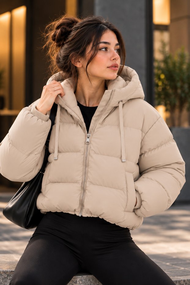 Short Inflatable Coat Winter Crop Length