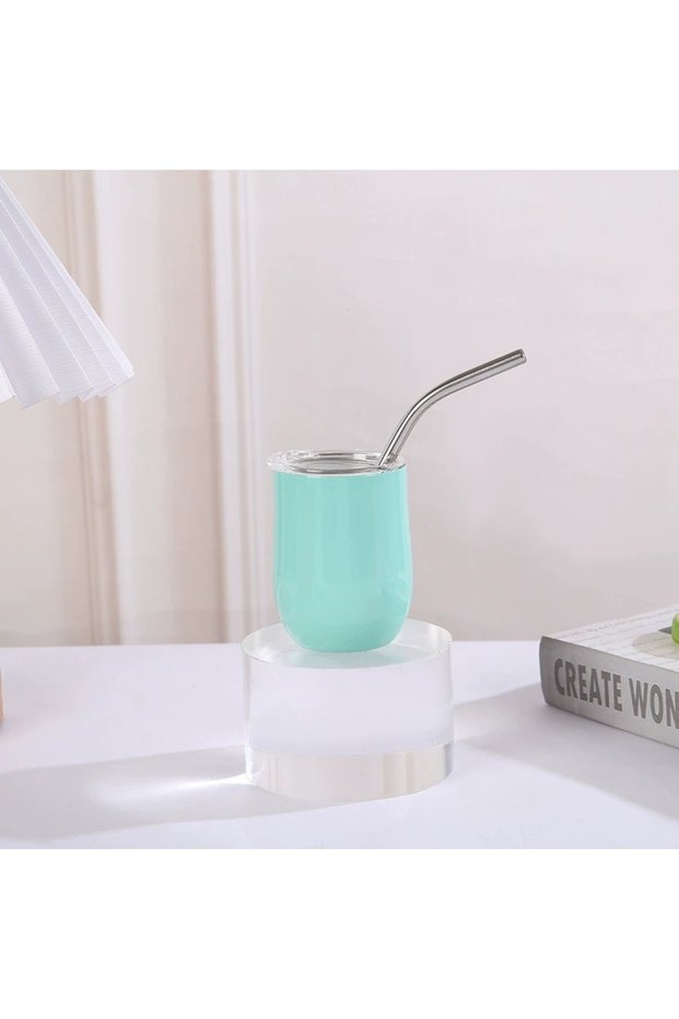 304 Stainless Steel U Shape Egg Shell Cup Lid Straw Cold Drink