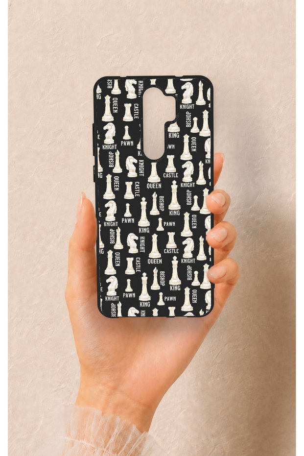 Redmi Note 8 Pro Compatible Chess-Themed Patterned Silicone Case