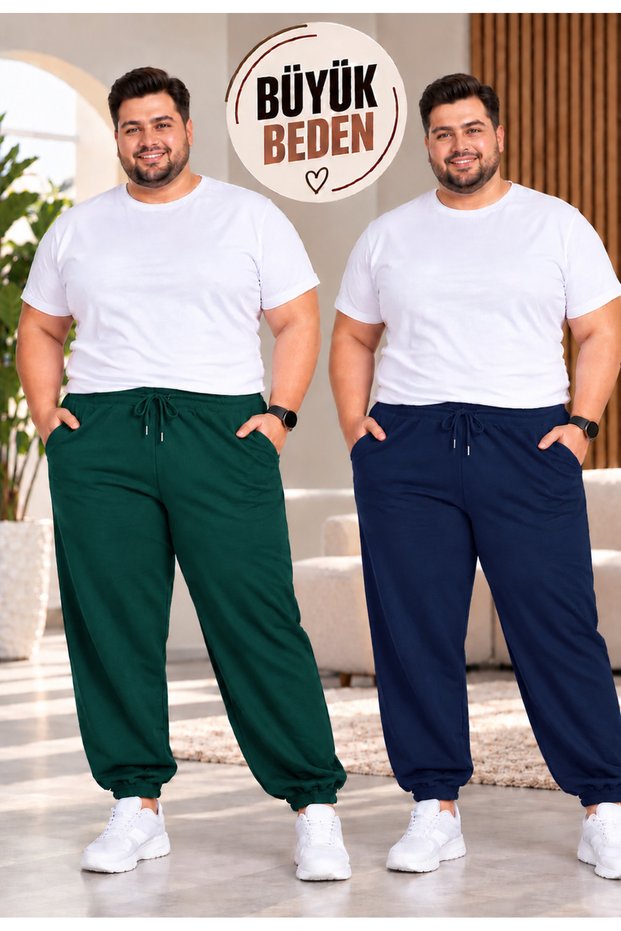 2-PIECE VALUE PACK MEN'S ELASTICATED HEM PLUS-SIZE SWEATPANTS