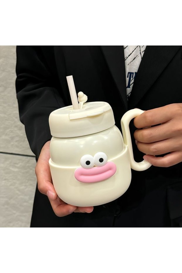 Insulated Ice Straw Cup Large Fruit Tea Office Handle Dual Drink