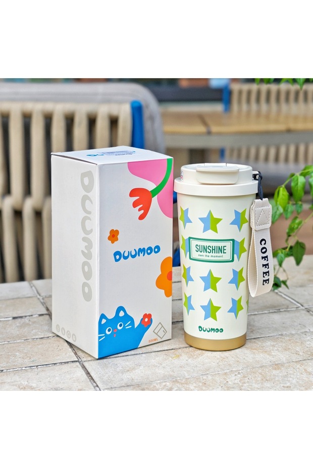 Stainless Steel Insulated Coffee Cup Lychee Texture Straw Student