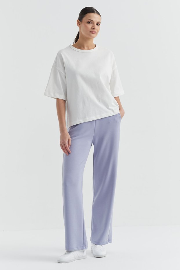Women's Elastic Waist Sweat Bottoms with Side Stripe Detail