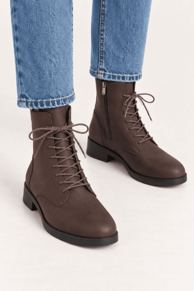Women's Winter thick sole dark brown casual boots TR01MK03B