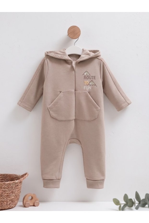 Boys' Winter Onesie with Hood, 3-Ply, Brushed Inside, Zipper