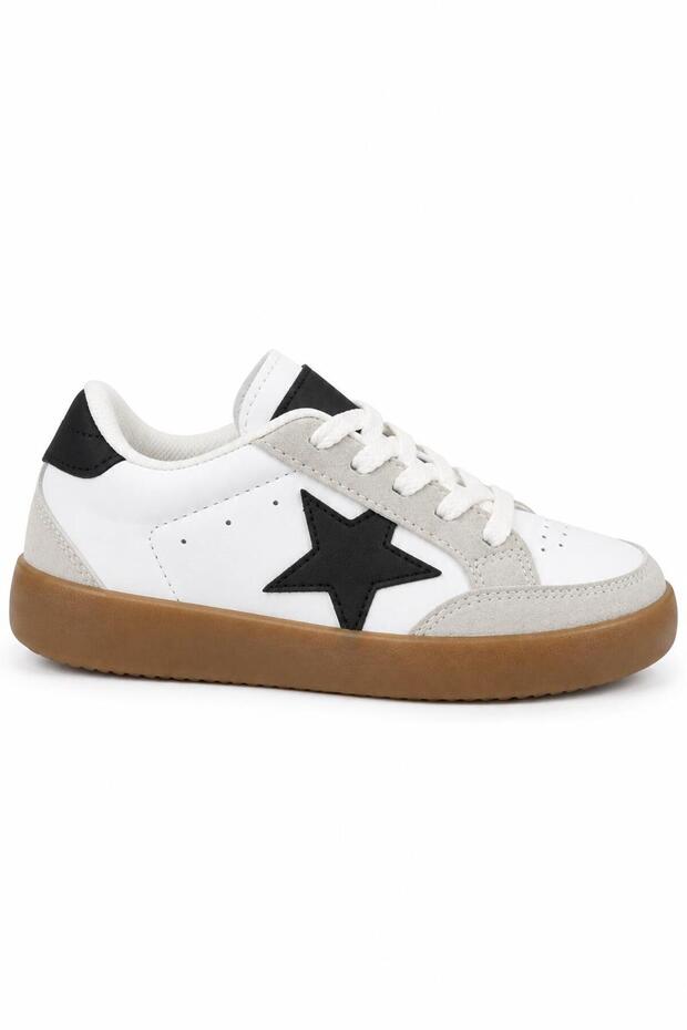 Star-Patterned Rubber Sole, Lace-Up, Casual Unisex Boys'/Girls' Kids' Sneakers