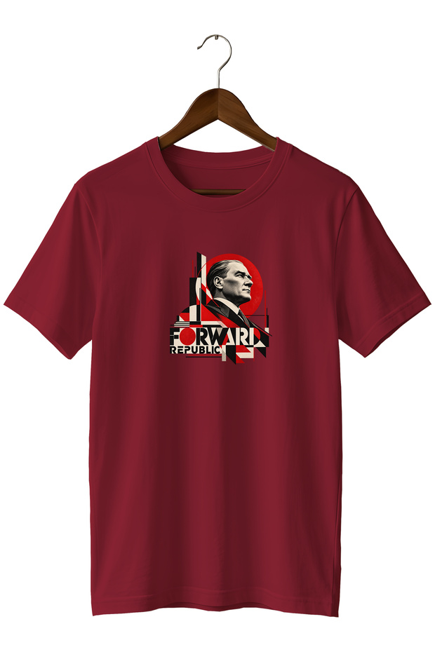 November 10 Unisex T-Shirt with Geometric Print Featuring Atatürk’s Portrait – Modern Republic-Themed Retro Streetwear Design