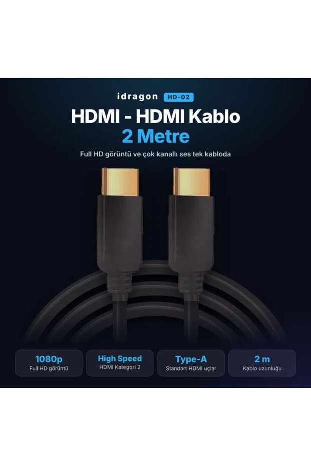 HD-02 HDMI - 2-Meter HDMI Cable: High-Speed 1080p Full HD Video and Audio Cable