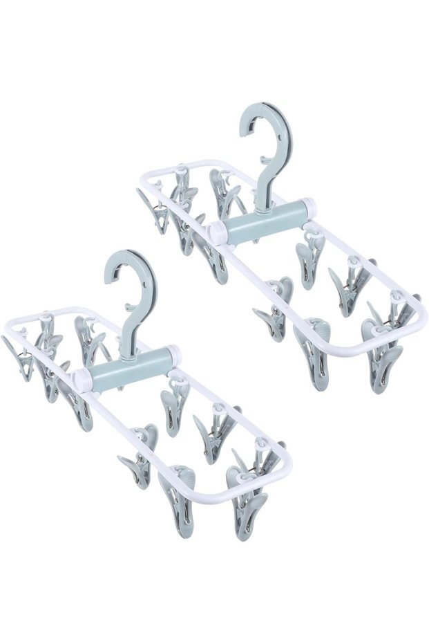 Blue Plastic Clothespins for Indoor Outdoor Balcony Drying Rack
